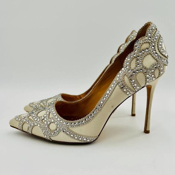 Badgley Mischka Collection Rouge Embellished Evening Pointed Toe Pump Size 8 - Picture 8 of 14